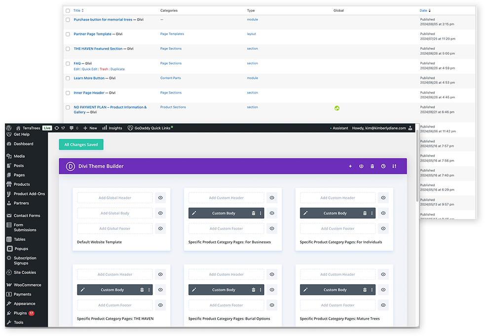 TerraTrees Backend Theme Options and Settings