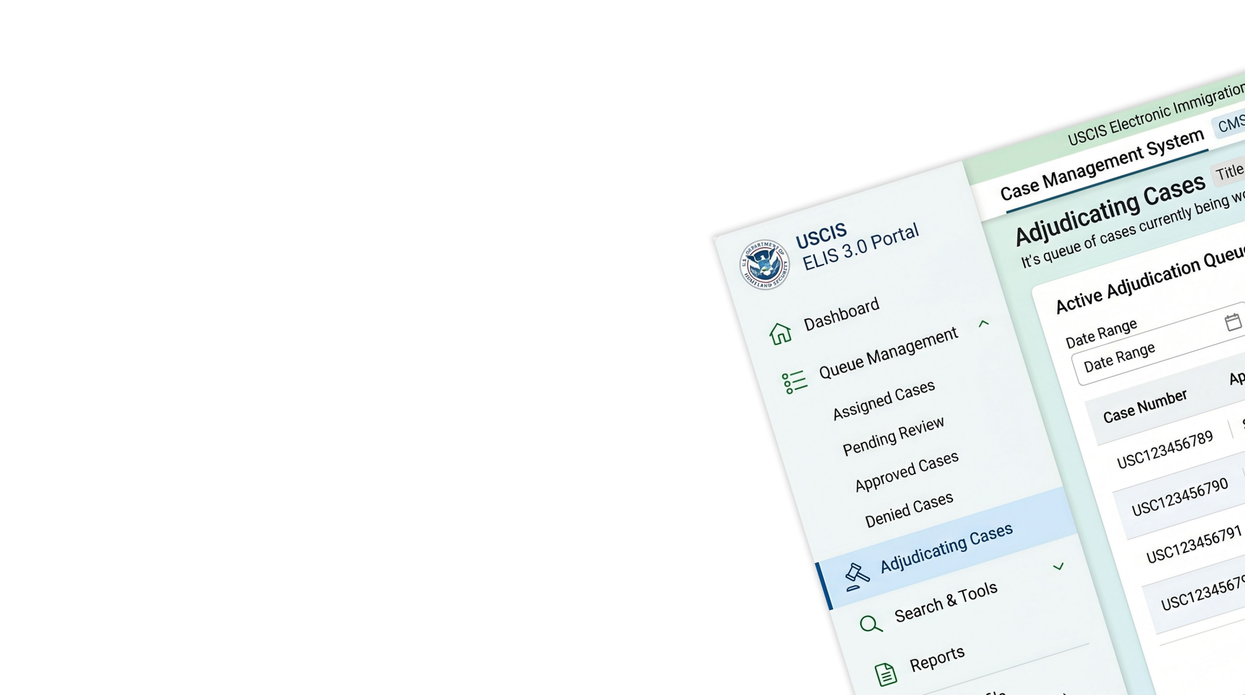 Example USCIS Dashboard for Adjudicating Cases